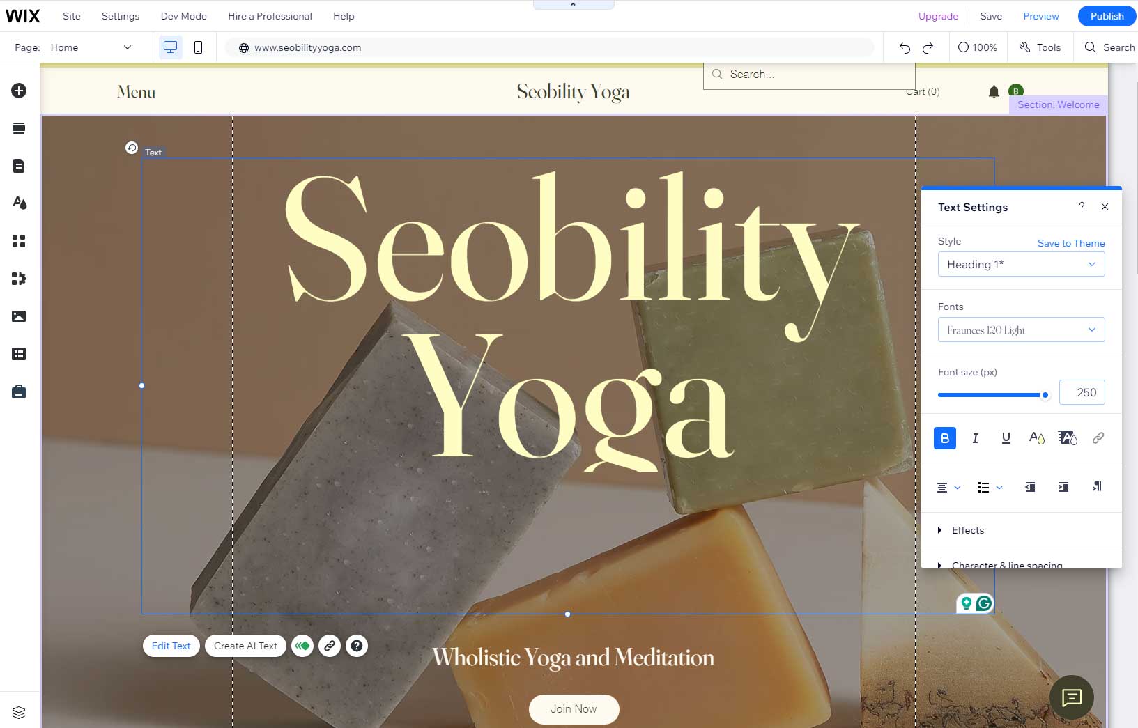 Wix’s page builder