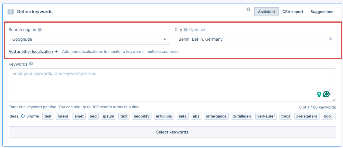 select country and city